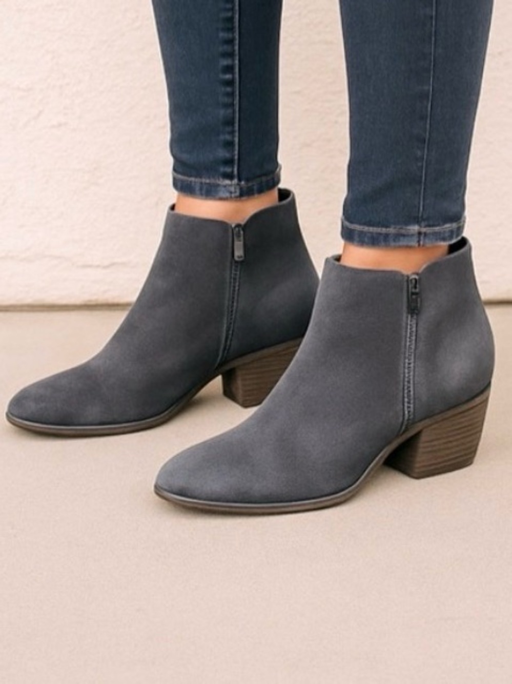 Sam Edelman Circus Preston Booties Women’s 8.5 Steel Grey Ankle Boots Low Heel